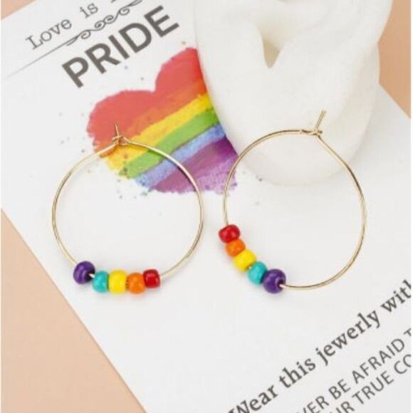 5/$25 Gay Pride LGBTQI Hoop Beaded Earrings - Picture 5 of 7